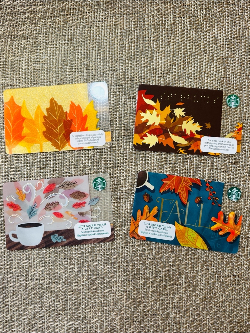 STARBUCKS Fall Leaves Gift Cards Set 🍃 🍁 🍂
